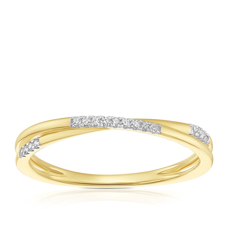 Main Image 1 of 9ct Yellow Gold Diamond Twist Stacking Ring