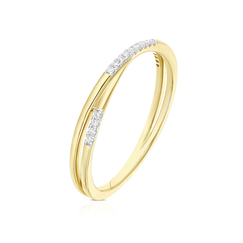Main Image 2 of 9ct Yellow Gold Diamond Twist Stacking Ring