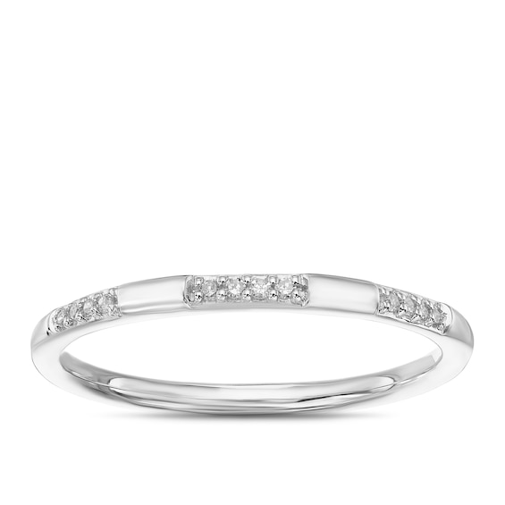 9ct White Gold Diamond Stacking Ring