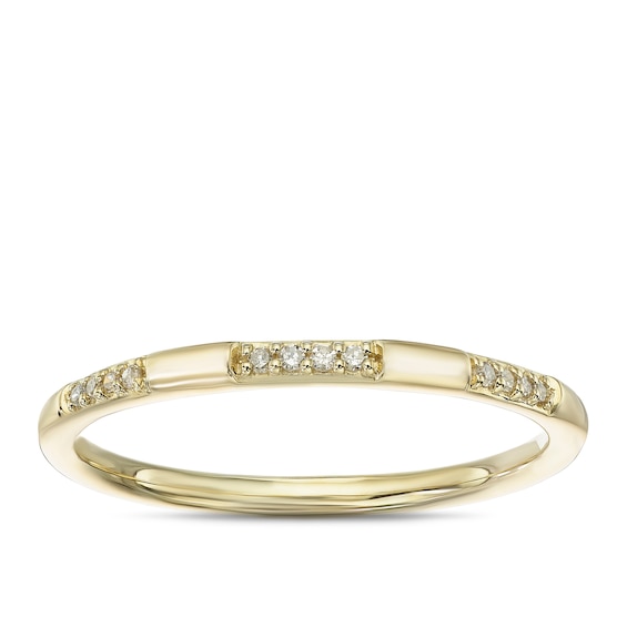 9ct Yellow Gold Diamond Stacking Ring