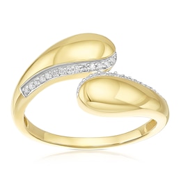9ct Yellow Gold Diamond Bold Open Ring