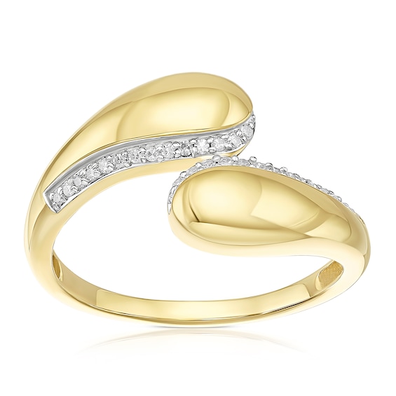 9ct Yellow Gold Diamond Bold Open Ring