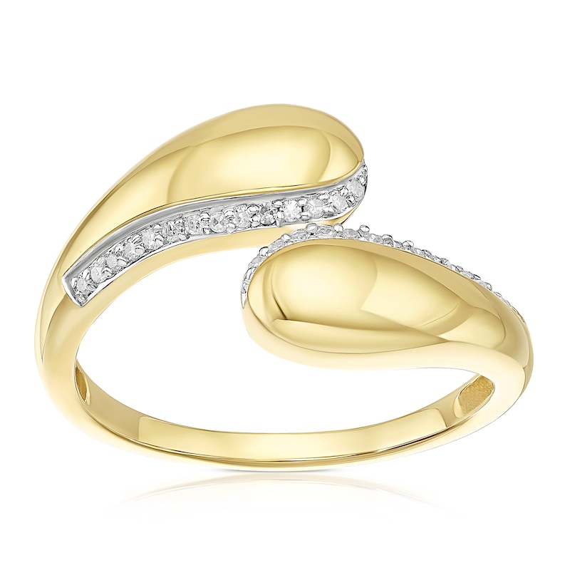 Main Image 1 of 9ct Yellow Gold Diamond Bold Open Ring