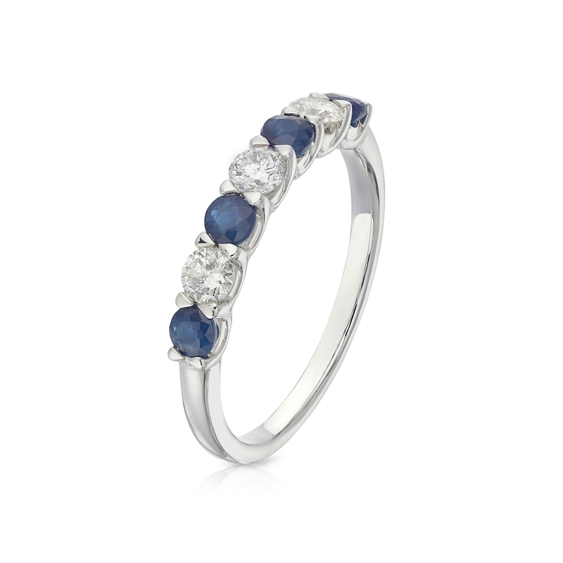 Main Image 2 of 9ct White Gold Sapphire & 0.33ct Diamond 7-Stone Ring