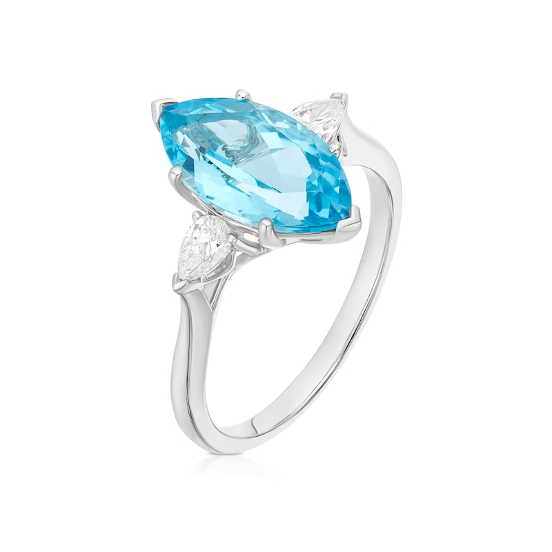 Main Image 2 of 9ct White Gold Topaz 0.18ct Diamond Marquise & Pear Shaped Ring