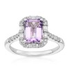 Thumbnail Image 1 of 9ct White Gold Amethyst  & 0.25ct Diamond Halo Ring