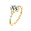 Thumbnail Image 2 of 9ct Yellow Gold Montana Sapphire & 0.10ct Diamond Halo Ring