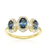 Thumbnail Image 1 of 9ct Yellow Gold Montana Blue Sapphire & 0.25ct Diamond Trilogy Ring