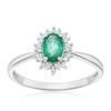 Thumbnail Image 1 of 9ct White Gold Emerald & 0.07ct Diamond Halo Ring