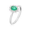 Thumbnail Image 2 of 9ct White Gold Emerald & 0.07ct Diamond Halo Ring