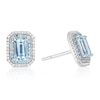 Thumbnail Image 1 of 9ct White Gold Aquamarine 0.12ct Diamond Double Halo Earrings