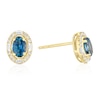Thumbnail Image 1 of 9ct Yellow Gold Montana Blue Sapphire & 0.15ct Diamond Oval Stud Earrings
