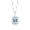 Thumbnail Image 1 of 9ct White Gold Aquamarine & 0.10ct Diamond Double Halo Pendant