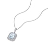 Thumbnail Image 2 of 9ct White Gold Aquamarine & 0.10ct Diamond Double Halo Pendant