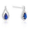 Thumbnail Image 1 of 9ct White Gold Sapphire 0.15ct Diamond Halo Earrings