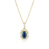 Thumbnail Image 1 of 9ct Yellow Gold Montana Blue Sapphire & 0.10ct Diamond Oval Shaped Necklace