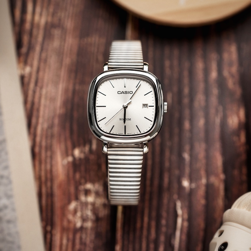 Main Image 2 of Casio LTP-B166D-7AVEF Classic Analogue White Square Dial Stainless Steel Bracelet Watch