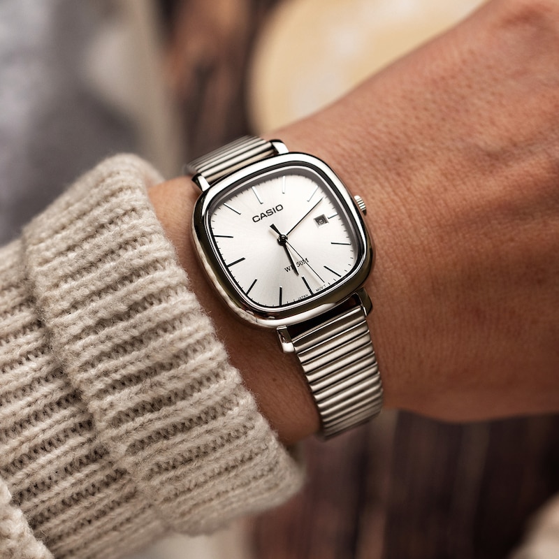 Main Image 3 of Casio LTP-B166D-7AVEF Classic Analogue White Square Dial Stainless Steel Bracelet Watch