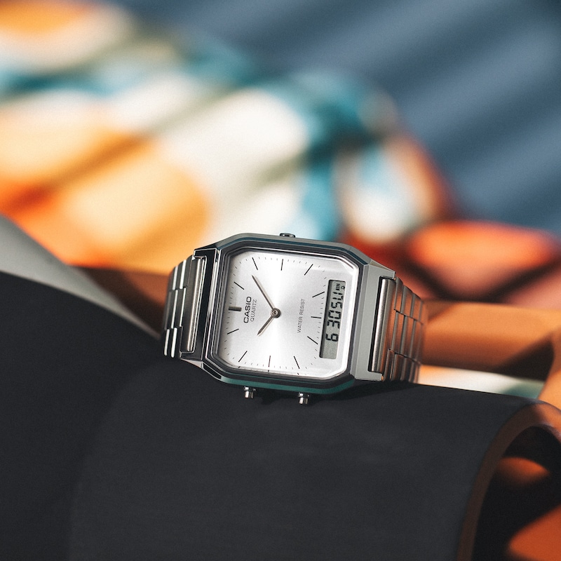 Main Image 3 of Casio Collection AQ-230A-7AMQYES Silver Digital Dial Stainless Steel Watch
