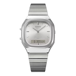 Casio AQ-240E-7AVEF Vintage Square Dial & Stainless Steel Bracelet Watch