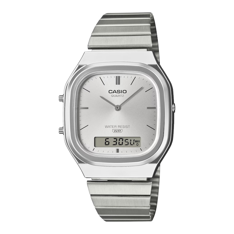 Main Image 2 of Casio AQ-240E-7AVEF Vintage Square Dial & Stainless Steel Bracelet Watch