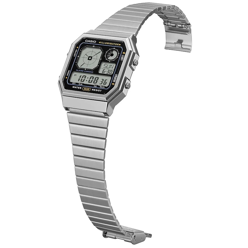 Main Image 2 of Casio A130WE-1AEF Retro Vintage Black Square Dial & Stainless Steel  Watch