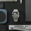 Thumbnail Image 5 of Casio A130WE-1AEF Retro Vintage Black Square Dial & Stainless Steel  Watch