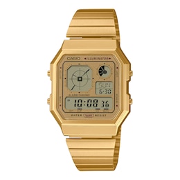 Casio A130WEG-9AEF Retro Vintage Square Dial & Gold-Tone Bracelet Watch