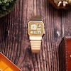Thumbnail Image 3 of Casio A130WEG-9AEF Retro Vintage Square Dial & Gold-Tone Bracelet Watch