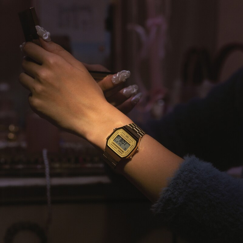 Main Image 10 of Casio A168WG-9EF Vintage Gold Tone Bracelet Watch