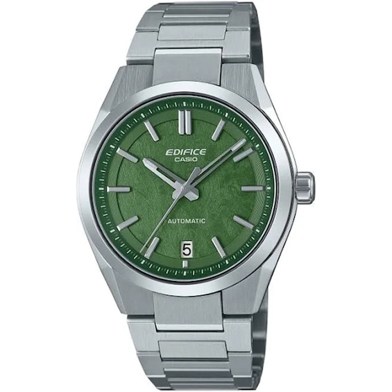 Men's Casio Edifice Efk-100D-3Aef Mechanical Green Dial Stainless Steel Watch