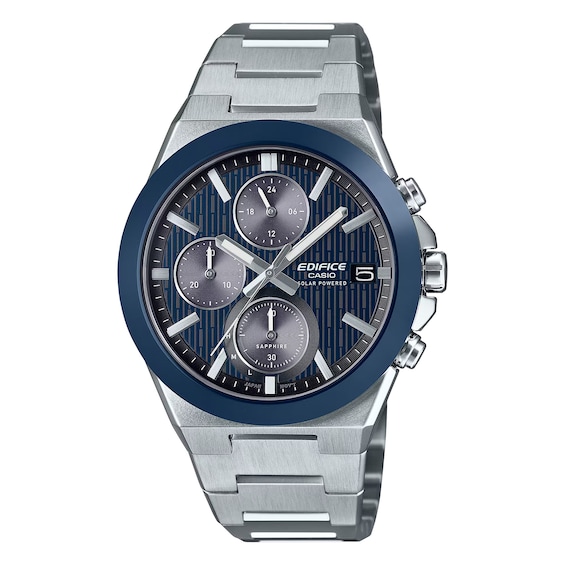 Men's Casio Edifice Efs-S650d-2Aef Ceramic Bezel Blue Dial Stainless Steel Solar Watch