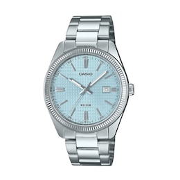 Casio Analogue Light Blue Dial Silver Tone Stainless Steel Watch
