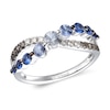 Thumbnail Image 1 of Le Vian 14ct White Gold Sapphire & 0.15ct Diamond Denim Ombré Crossover Ring