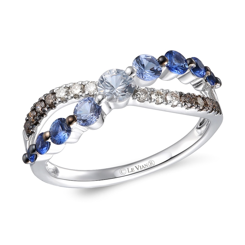 Main Image 1 of Le Vian 14ct White Gold Sapphire & 0.15ct Diamond Denim Ombré Crossover Ring