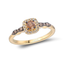 Le Vian 14ct Yellow Gold Chocolate & Nude 0.40ct Diamond Halo Ring