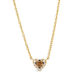 Le Vian 14ct Yellow Gold Chocolate & Nude 0.12ct Diamond Heart Shaped Pendant