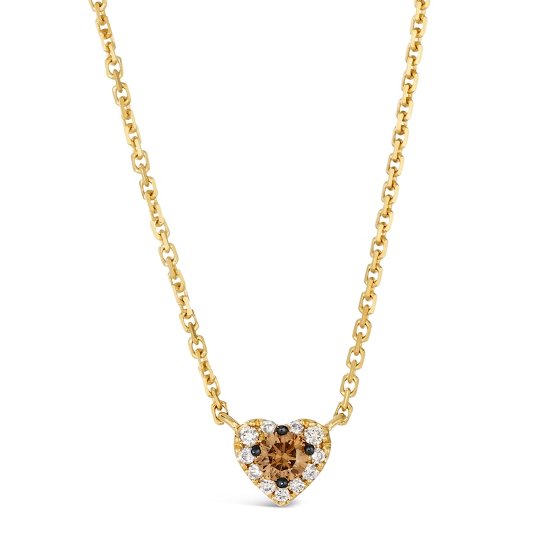 Main Image 1 of Le Vian 14ct Yellow Gold Chocolate & Nude 0.12ct Diamond Heart Shaped Pendant