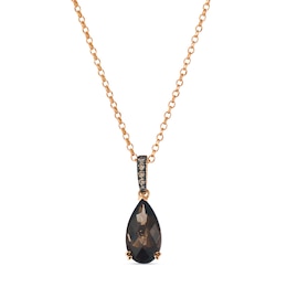 Le Vian 14ct Rose Gold Chocolate Smokey Quartz & 0.10ct Diamond Pendant