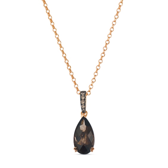 Le Vian 14ct Rose Gold Chocolate Smokey Quartz and 0.10ct Di