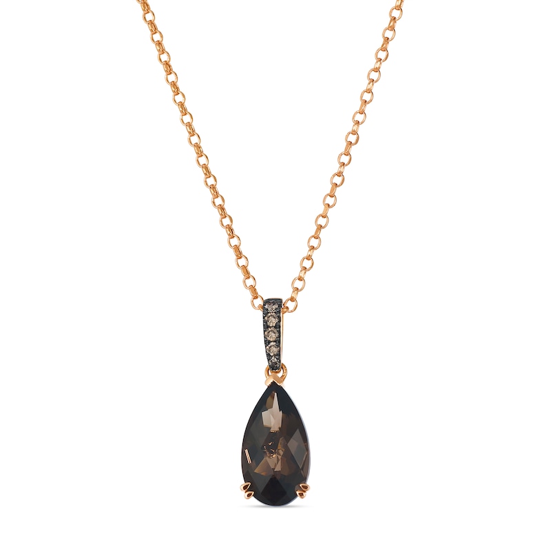Main Image 1 of Le Vian 14ct Rose Gold Chocolate Smokey Quartz & 0.10ct Diamond Pendant