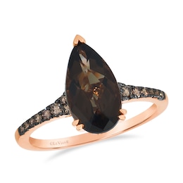 Le Vian 14ct Rose Gold Chocolate Smokey Quartz & 0.25ct Diamond Solitaire Ring