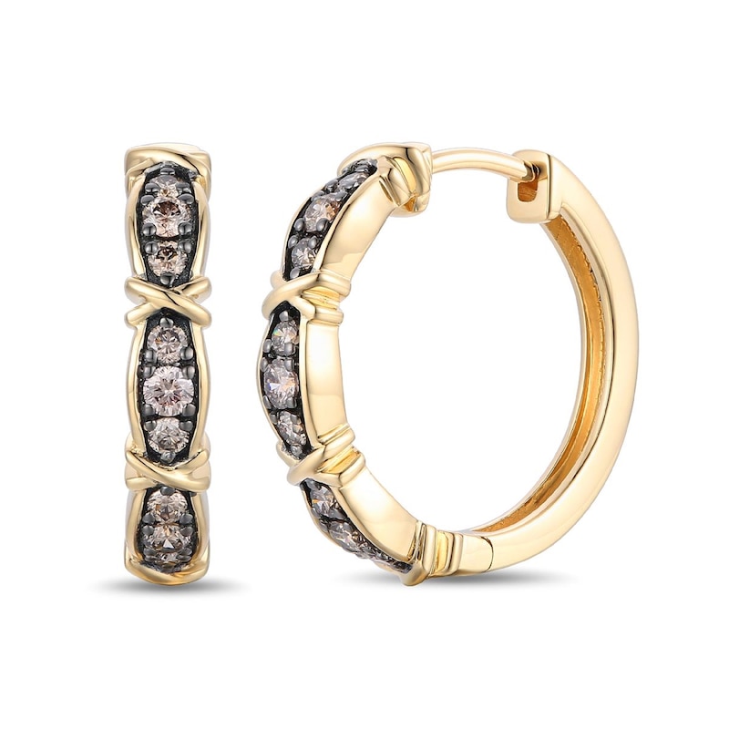 Main Image 1 of Le Vian Chocolatier 14ct Yellow Gold Chocolate 0.40ct Diamond Hoop Earrings