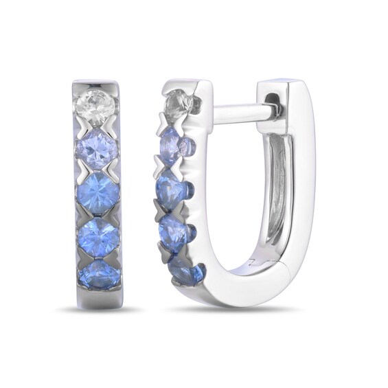 Le Vian 14ct White Gold Sapphire and 0.40ct Diamond Denim Ombre Hoop Earrings