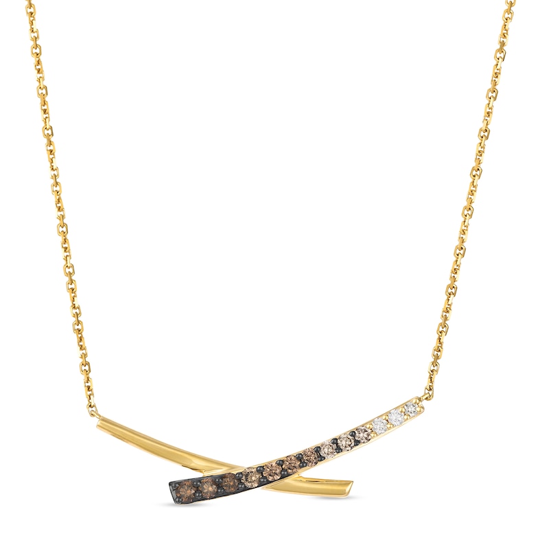Main Image 1 of Le Vian 14ct Yellow Gold Chocolate & Nude 0.30ct Diamond Crossover Pendant