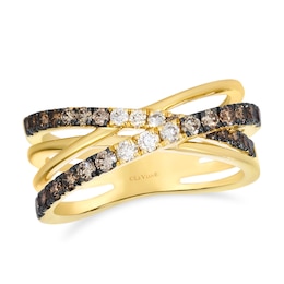 Le Vian Ombre 14ct Yellow Gold Ombré Chocolate 0.69ct Diamond Crossover Ring