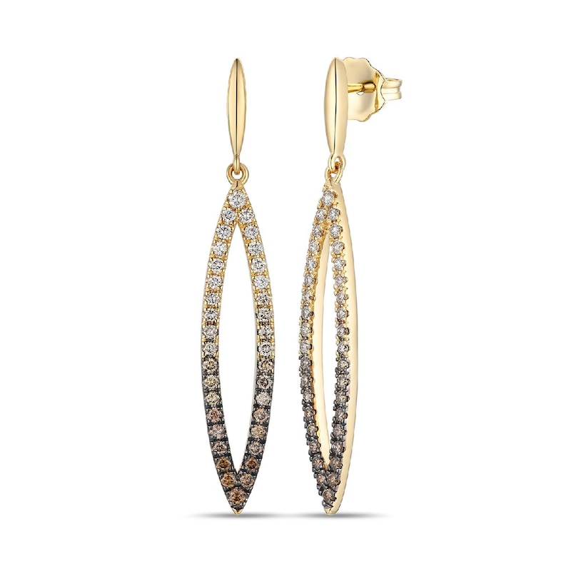 Main Image 1 of Le Vian Ombre 14ct Yellow Gold Ombré Chocolate 0.50ct Diamond Open Drop Earrings