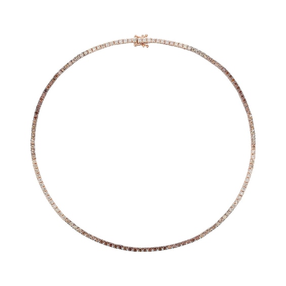 Le Vian Ombre 14ct Yellow Gold and Ombre Chocolate 6ct Diamond Tennis Necklace