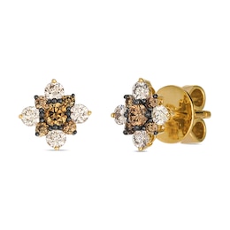 Le Vian 14ct Yellow Gold Chocolate & Nude 0.50ct Diamond Stud Earrings