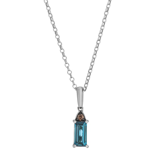 Le Vian Chocolatier 14ct White Gold Deep Sea Blue Topaz and Chocolate Diamond Pendant